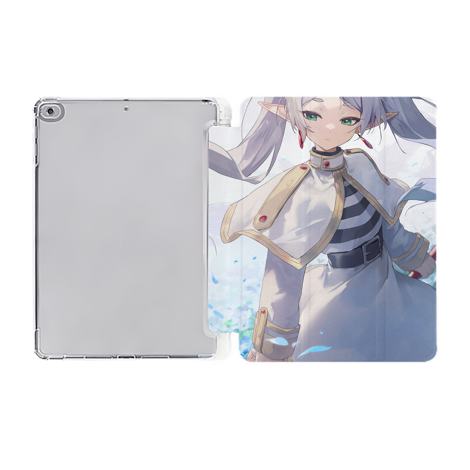 （画像用） 葬送のフリーレン Frieren IPad ケース ペン収納付き 三つ折りスタンド PUレザー×シリコン 対応機種9.5/10.5/10.9インチ